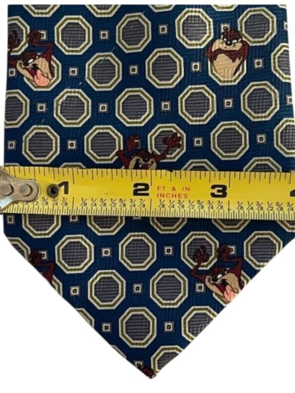 Looney Tunes Vintage 2000 Tasmanian Devil Necktie Men’s Blue Gray Cartoon Tie - Picture 7 of 7